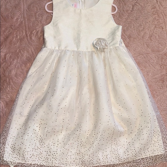 Charming Cream Kids Dress with Floral Detail. - Picture 2 of 6